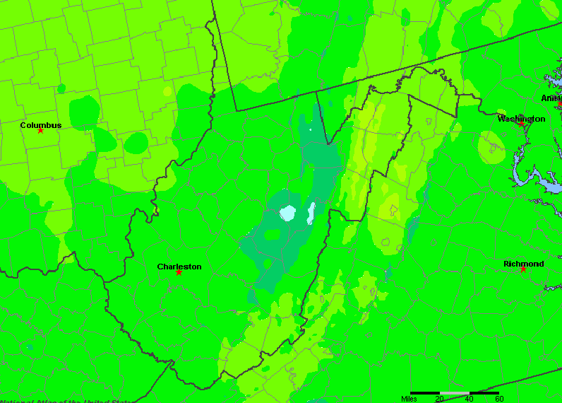 The State of West Virginia Yearly Average Precipitation
